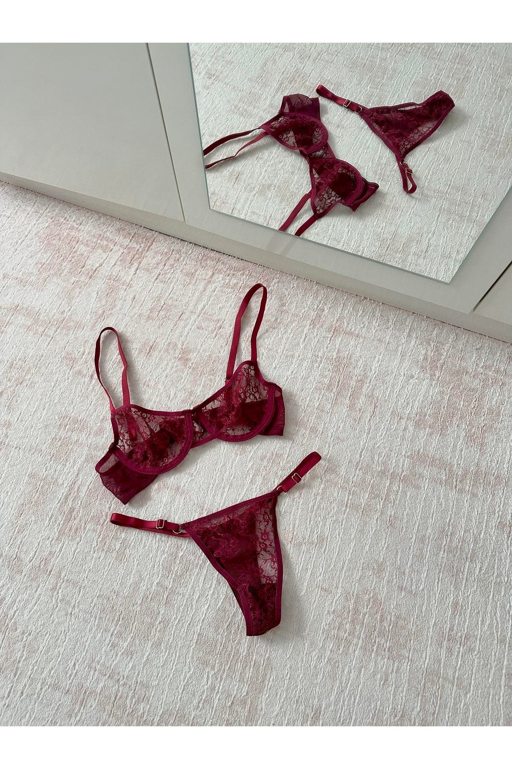 Burgundy Underwired Bralette Set