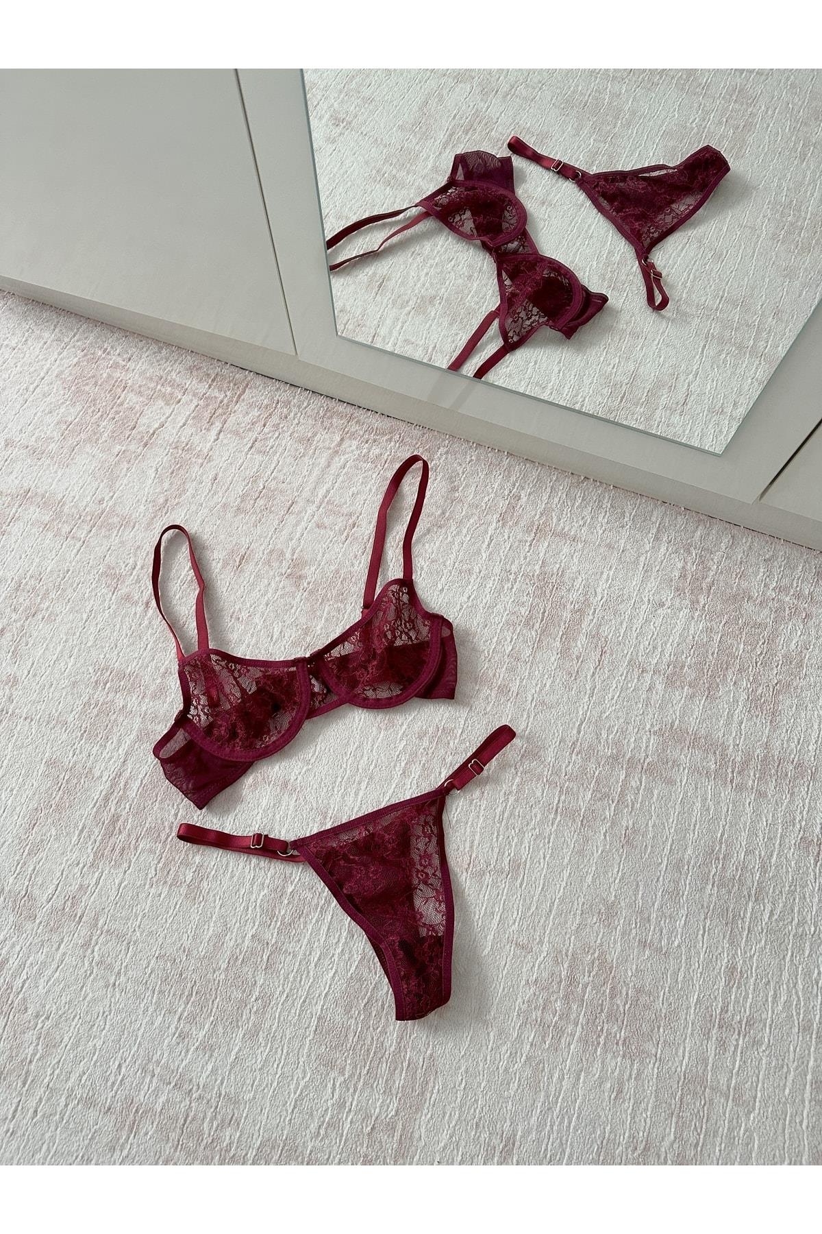 Burgundy Underwired Bralette Set