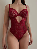 Bordo Dantel Bodysuit