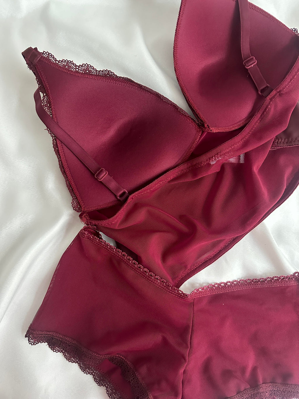 Burgundy Leather Bralette Set