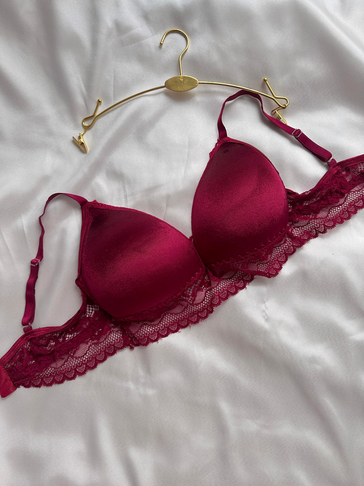 Burgundy Velvet Push Up Bralette