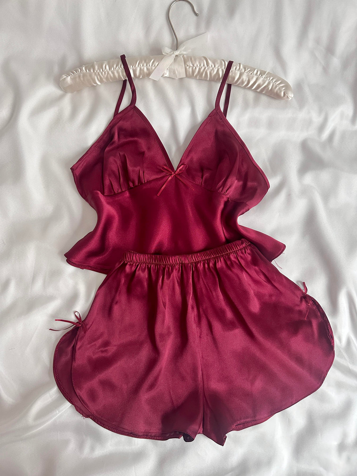 Burgundy Satin Suit