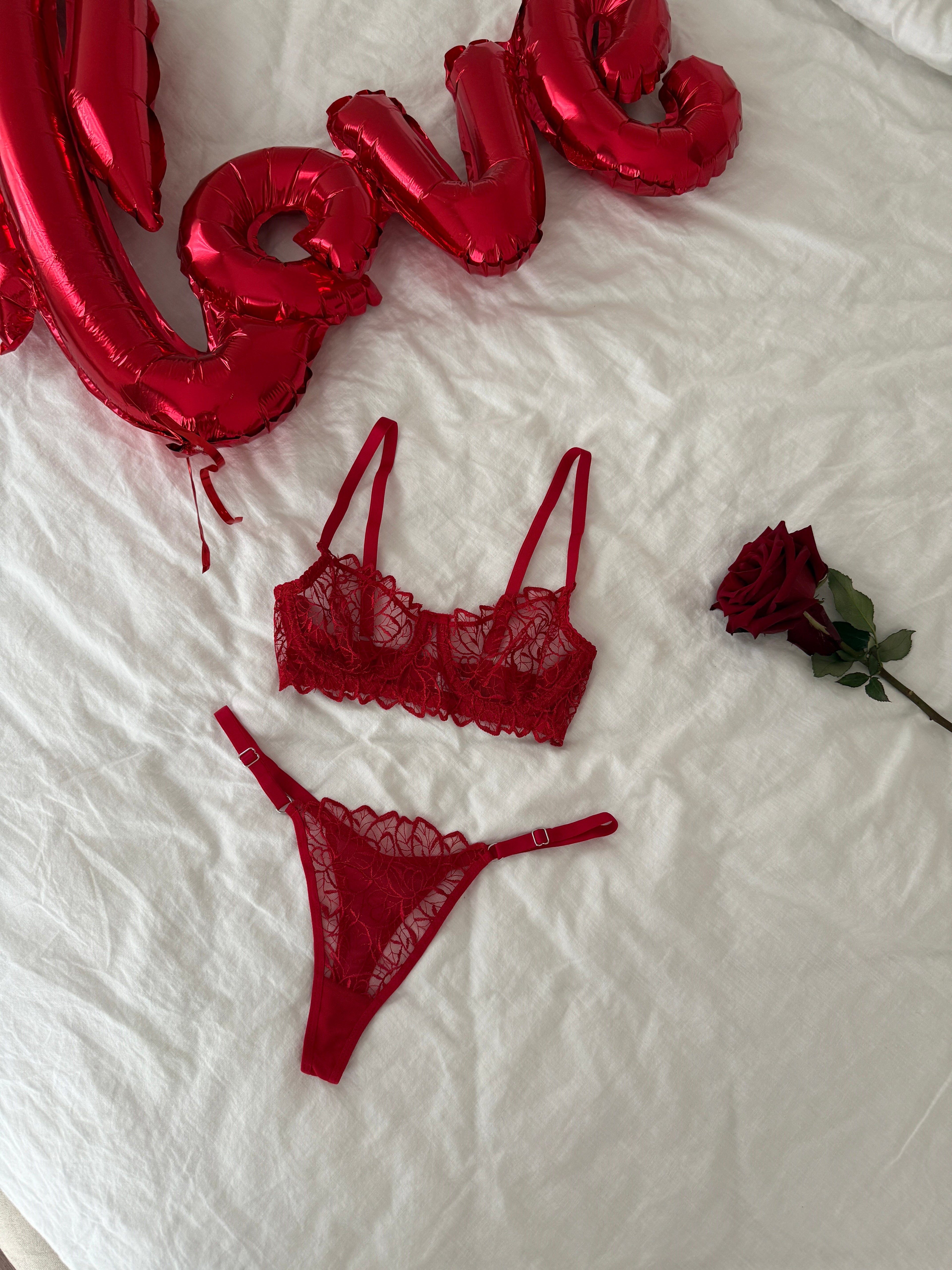 Jasmine Red Bralette Set