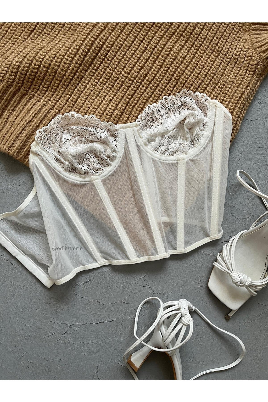 Camella White Lace Detail Underwired Vintage Corset