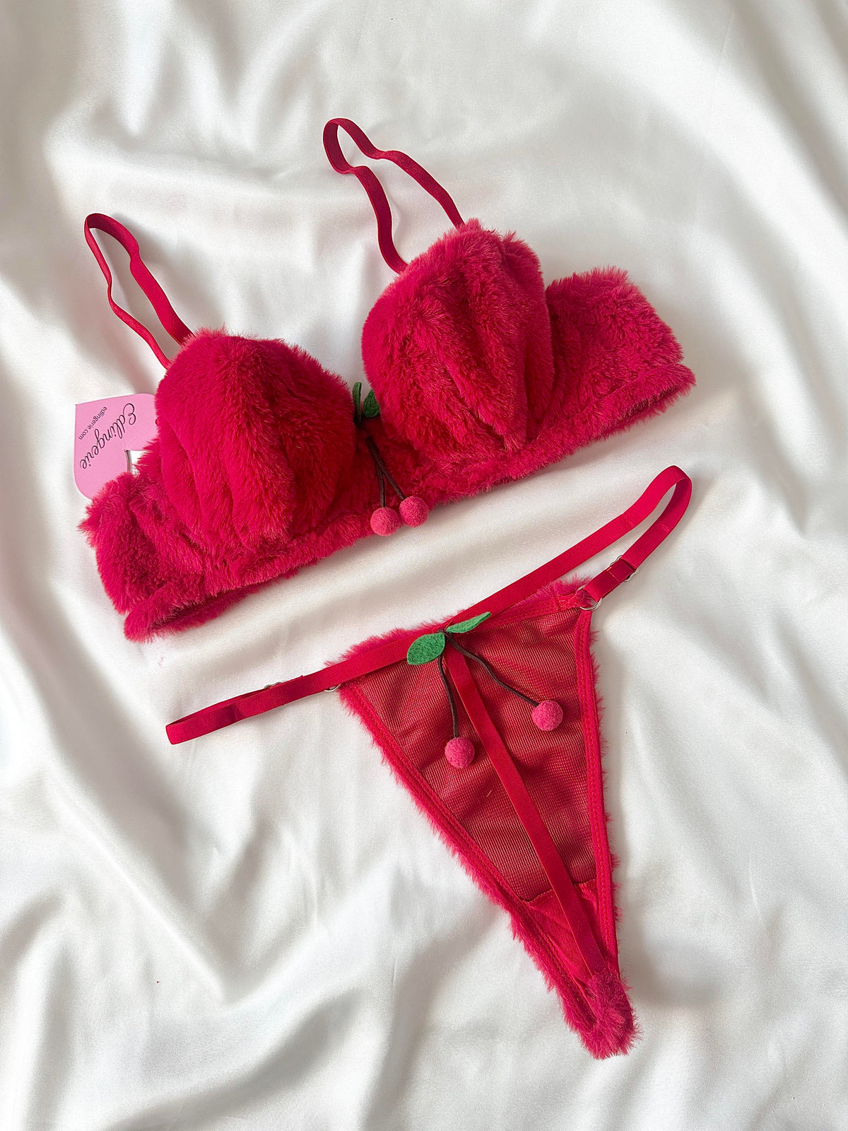 Cherry Plush Bralet Set