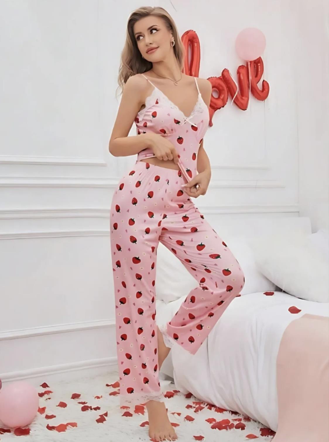 Strawberry Patterned Pajama Set