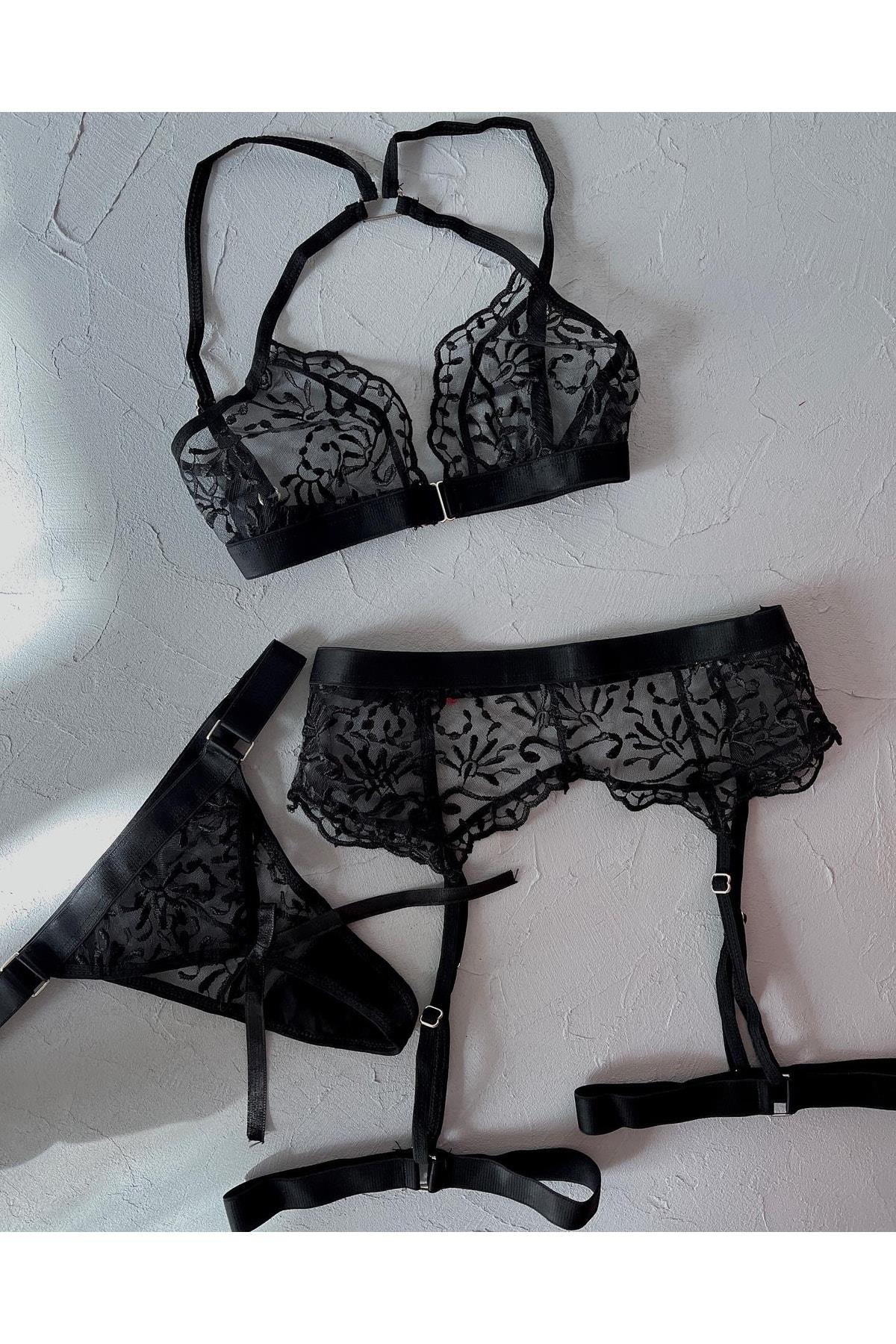 Bralette Set with Lace Embroidered Leg Accessories