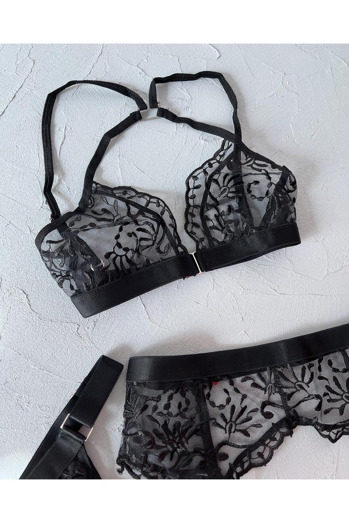 Bralette Set with Lace Embroidered Leg Accessories