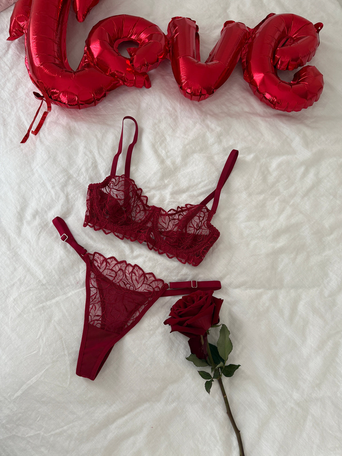 Jasmin Bordo Bralet Takımı