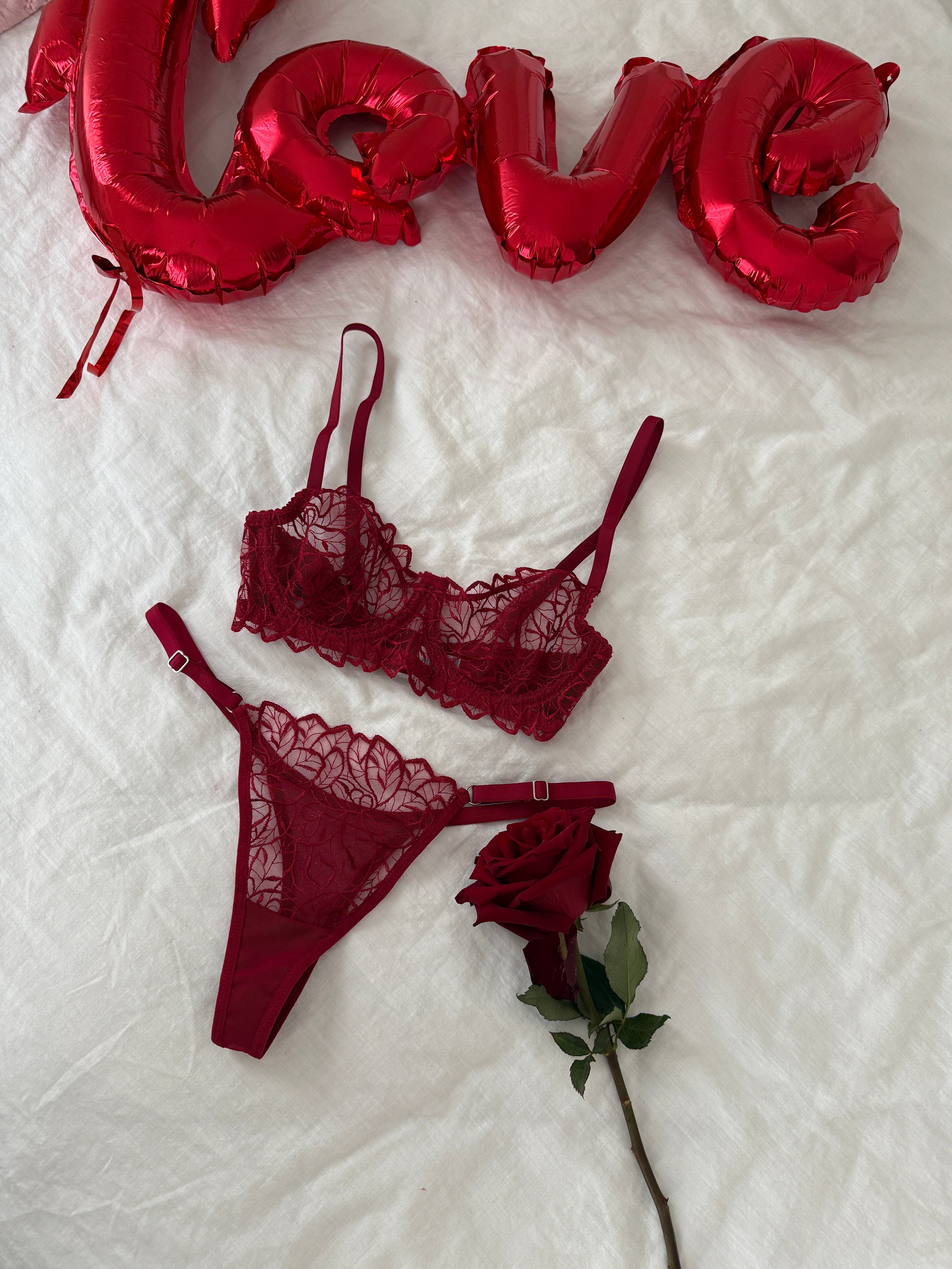 Jasmine Burgundy Bralette Set