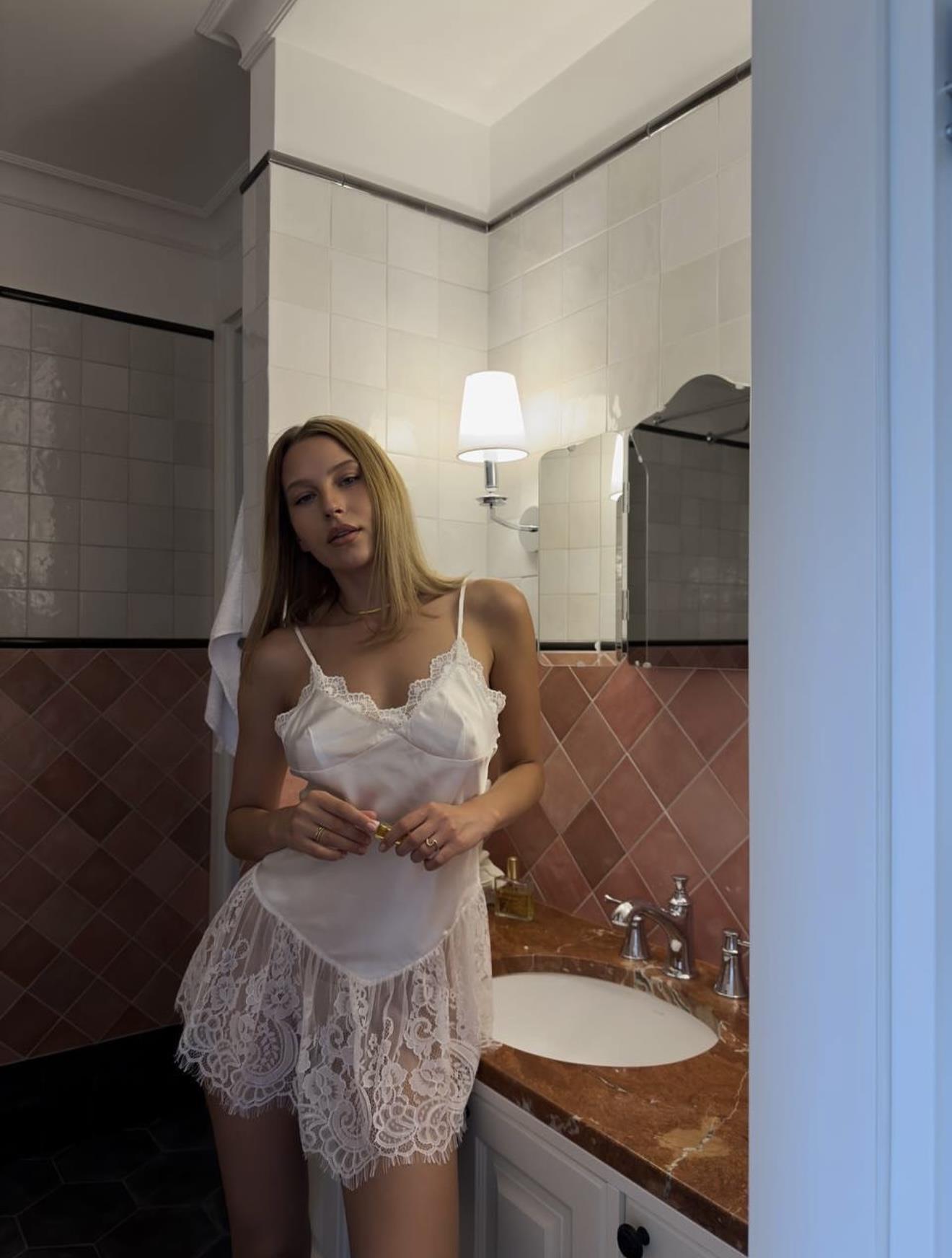 Diana White Satin Nightgown