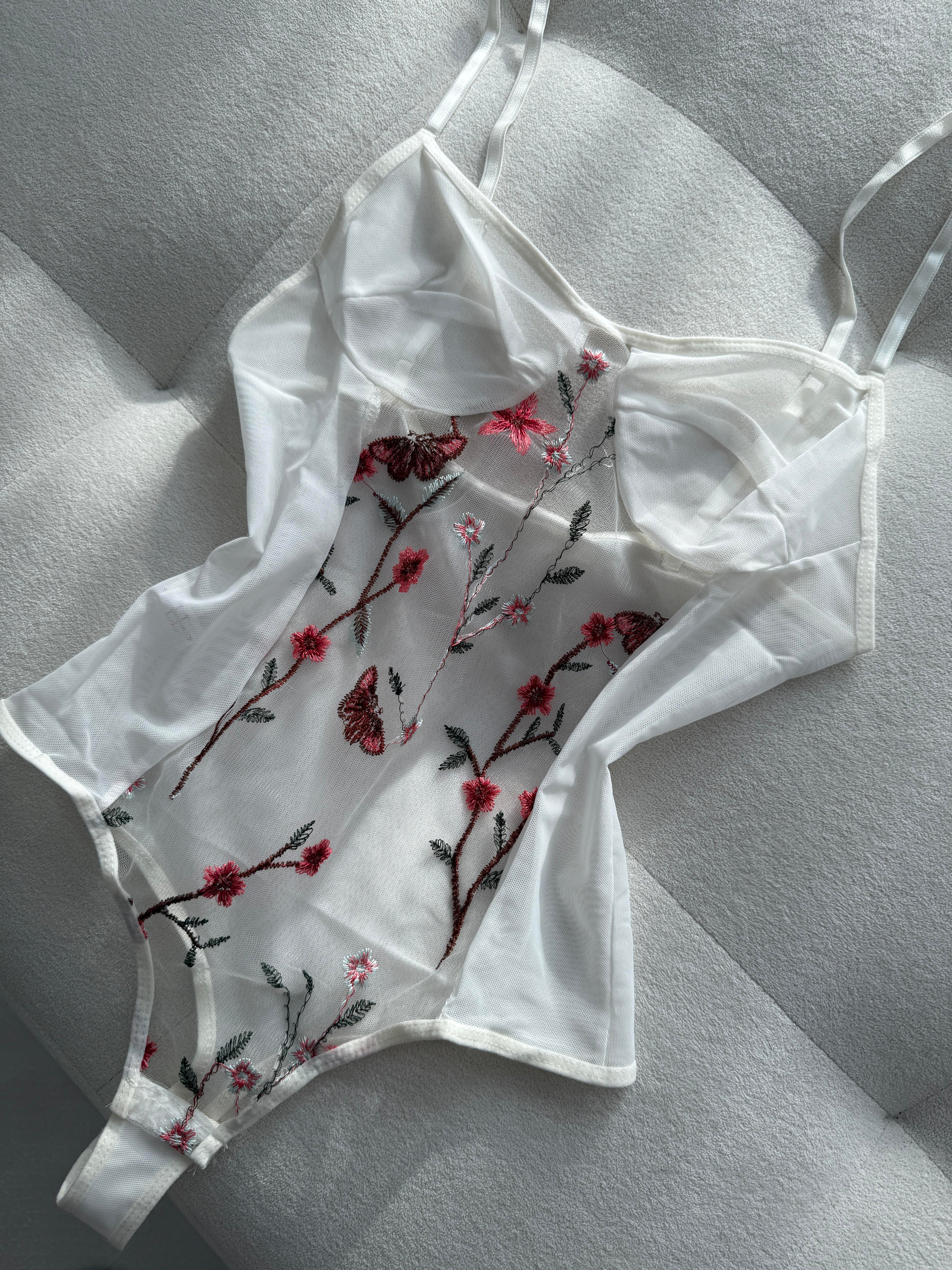 Off-white Embroidered Bodysuit with Detailed Embroidery