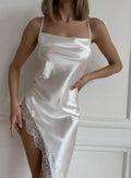 Farah White Satin Nightgown