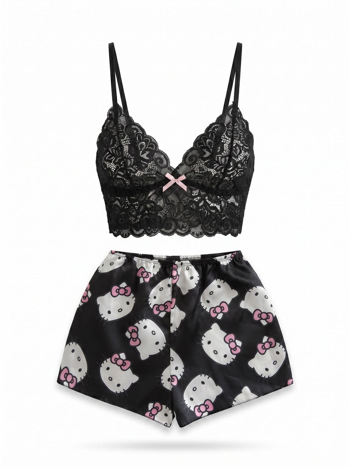 Cute But Sassy Hello Kitty Desenli Dantel Takım