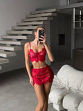 Giulia Kırmızı Etekli Set