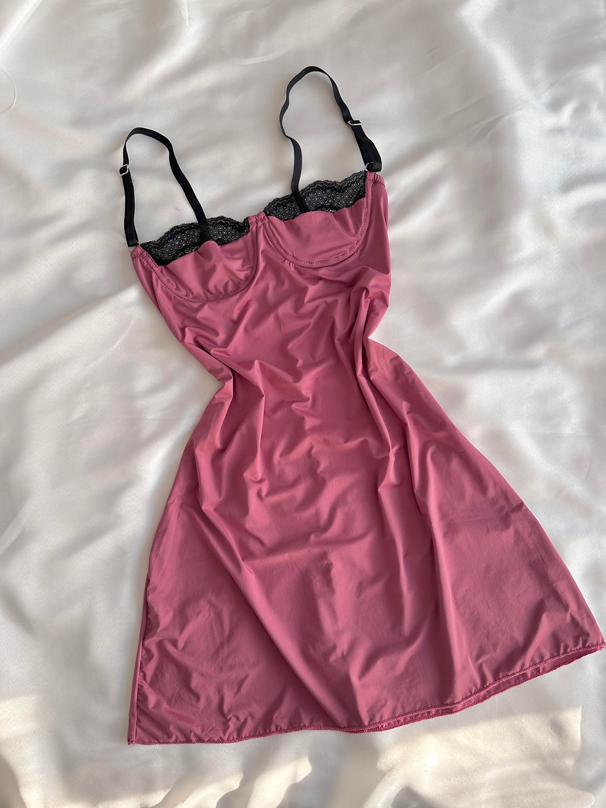 Rose Pink Satin-Look Nightgown