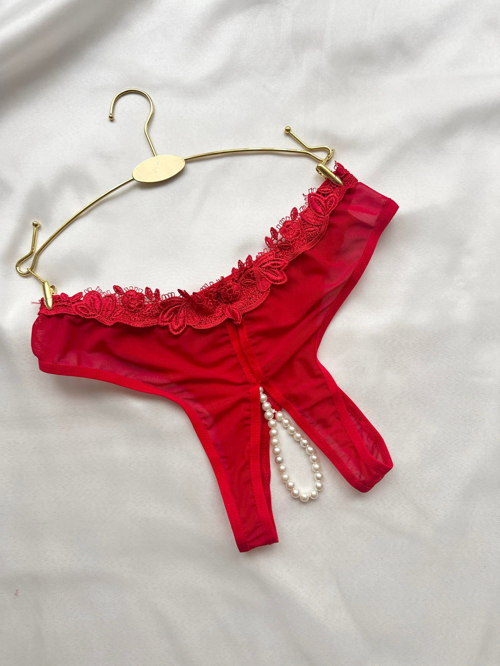 Pearl Detail Crotch Open Panties