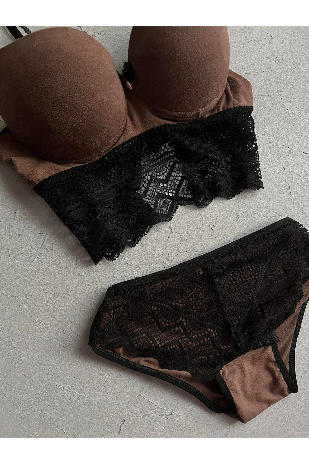 Velvet-Look Push-Up Bustier Set