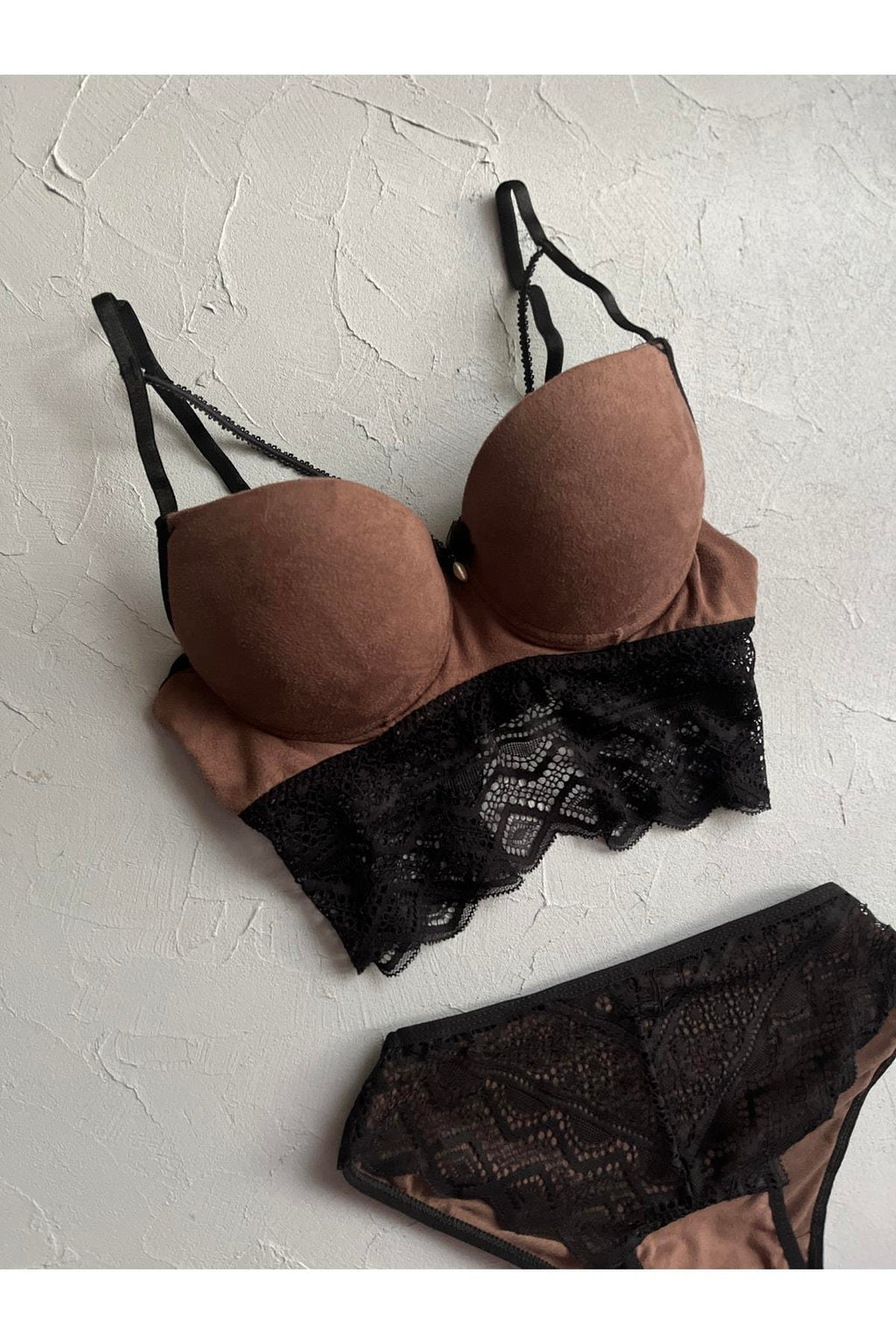 Velvet-Look Push-Up Bustier Set