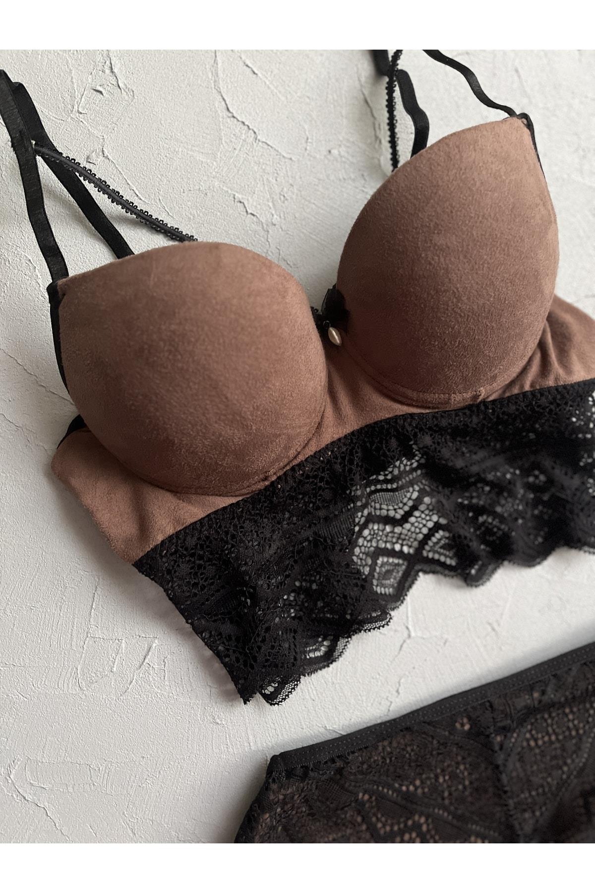 Velvet-Look Push-Up Bustier Set