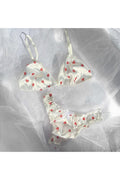 Heart Patterned Satin Bralette Set