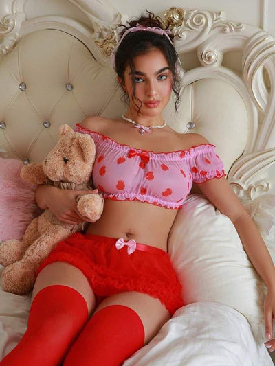 Heart Detail Skirt Set