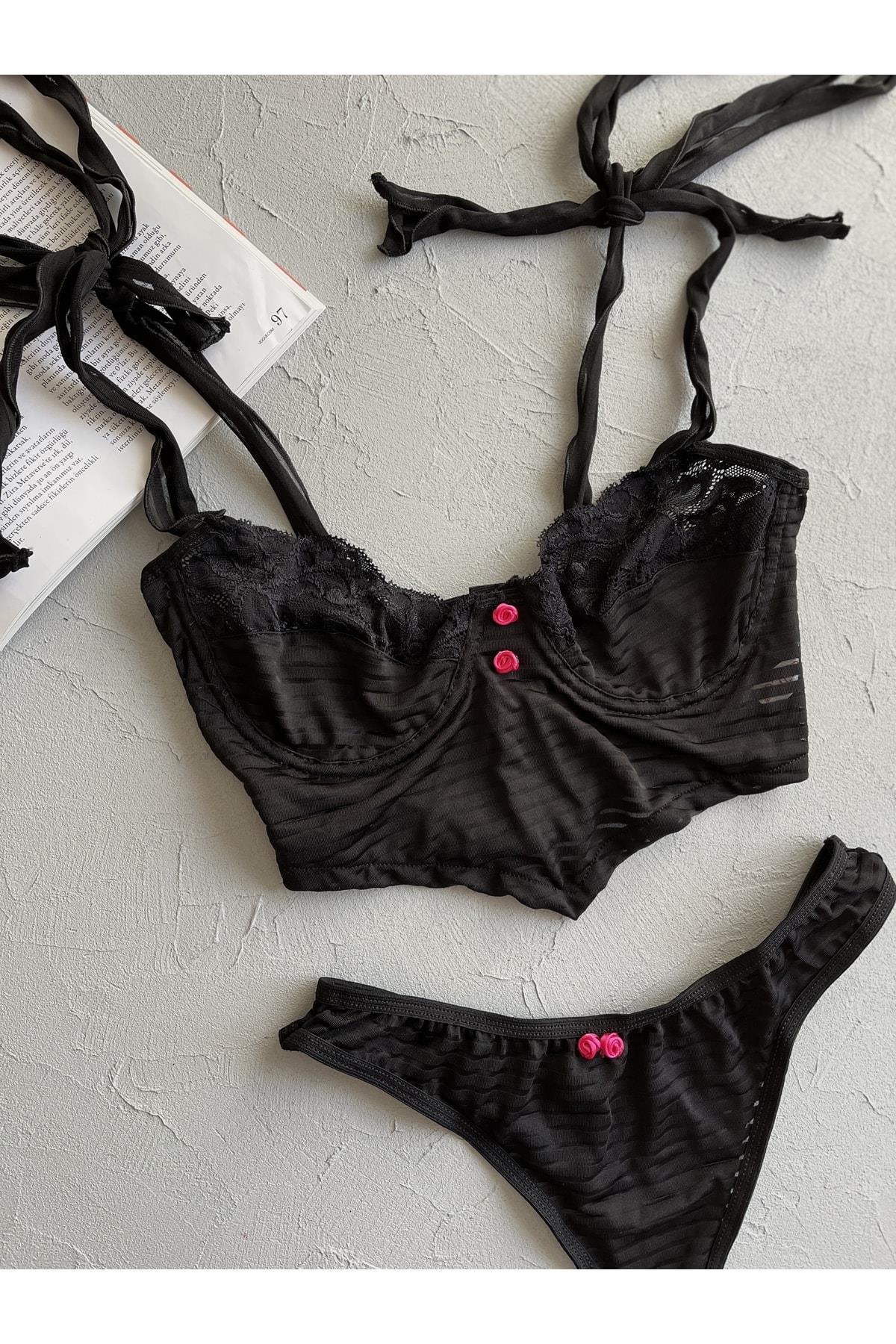 Kathelyn Black Bustier Set