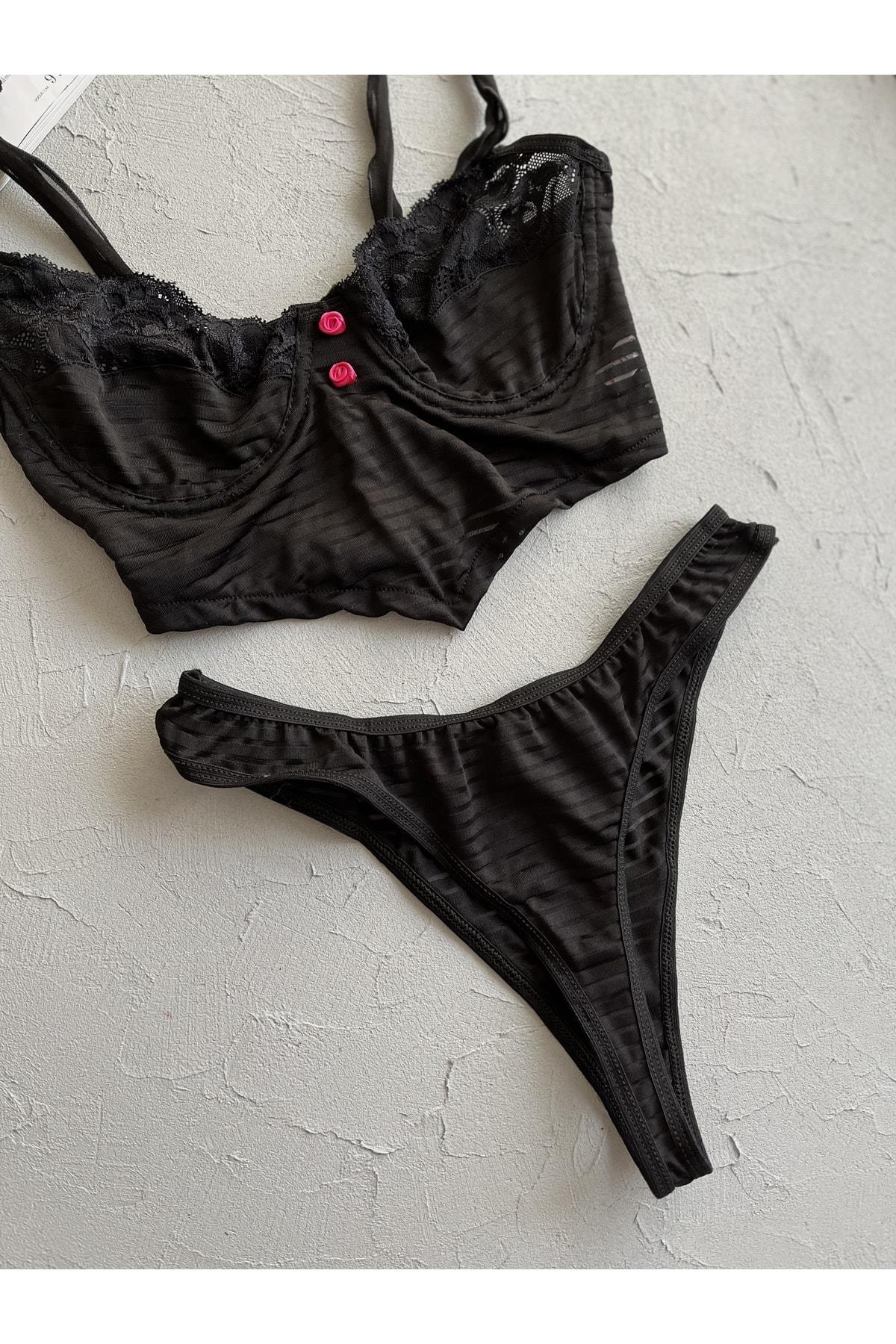 Kathelyn Black Bustier Set