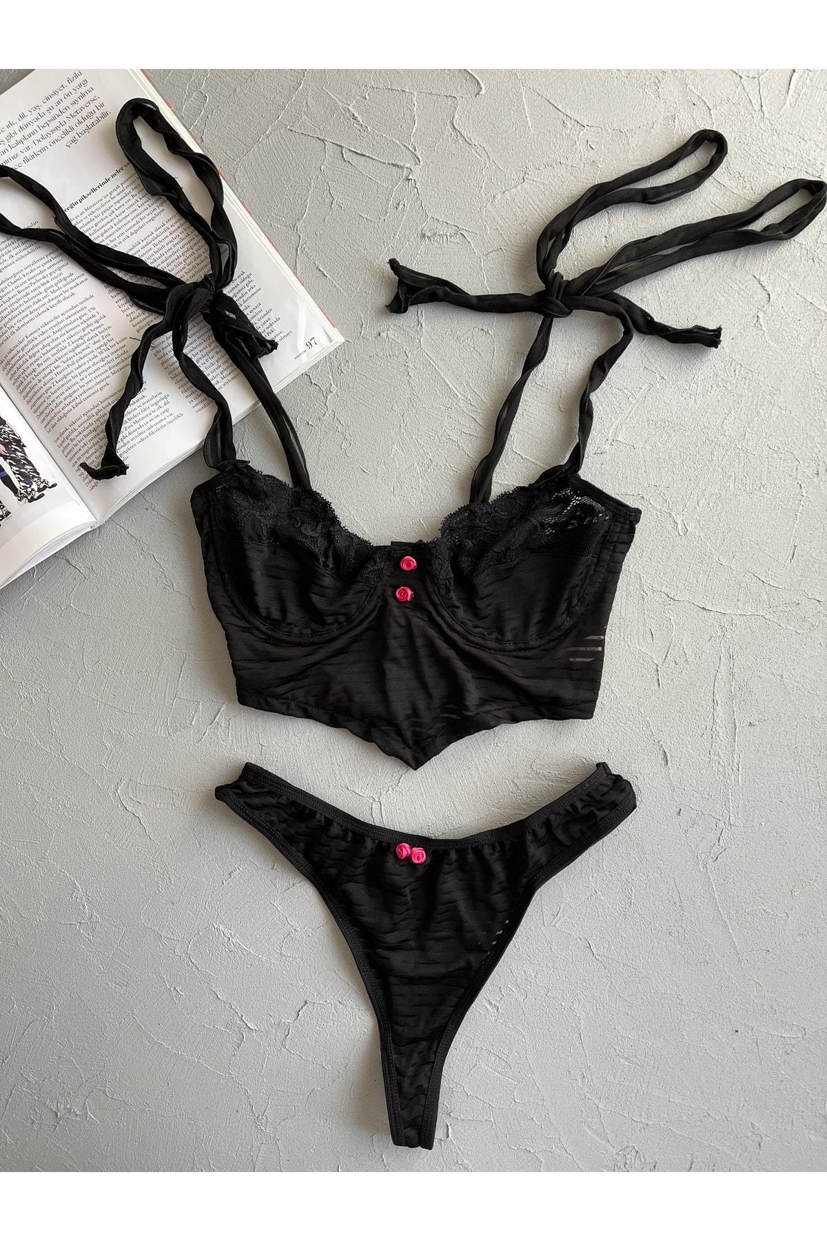 Kathelyn Black Bustier Set