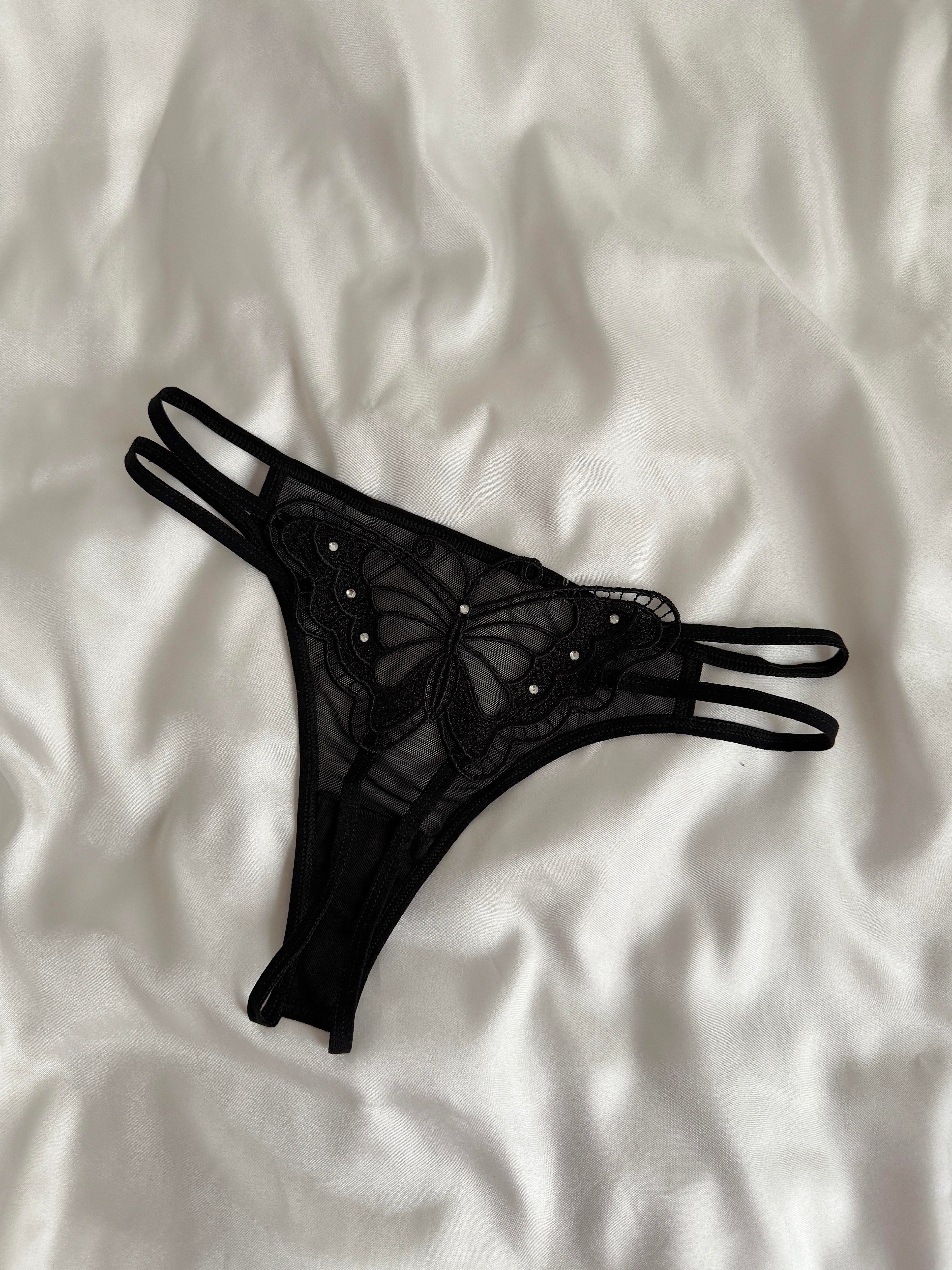 Butterfly Detail Crotch Open Panties
