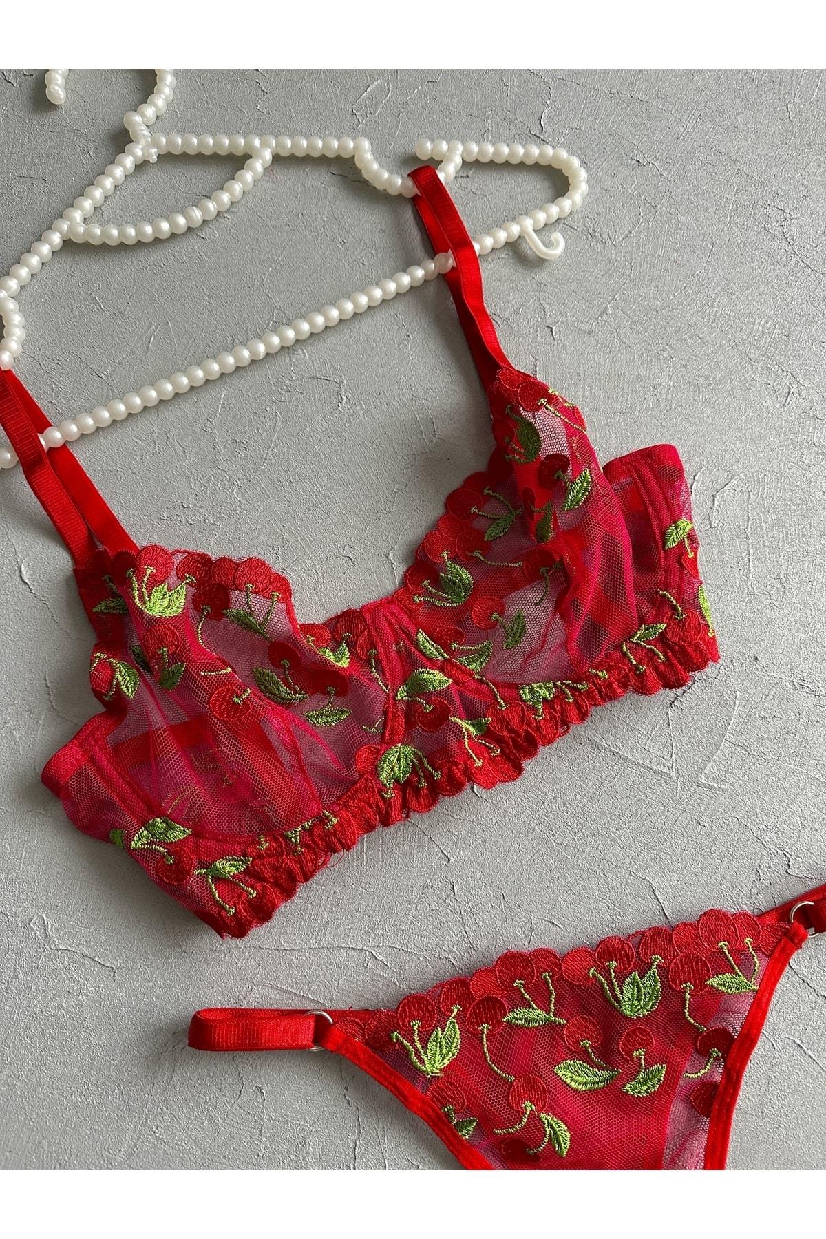 Kiraz Desenli Bralet Takımı