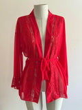 Red Lace Detail Tulle Mini Robe