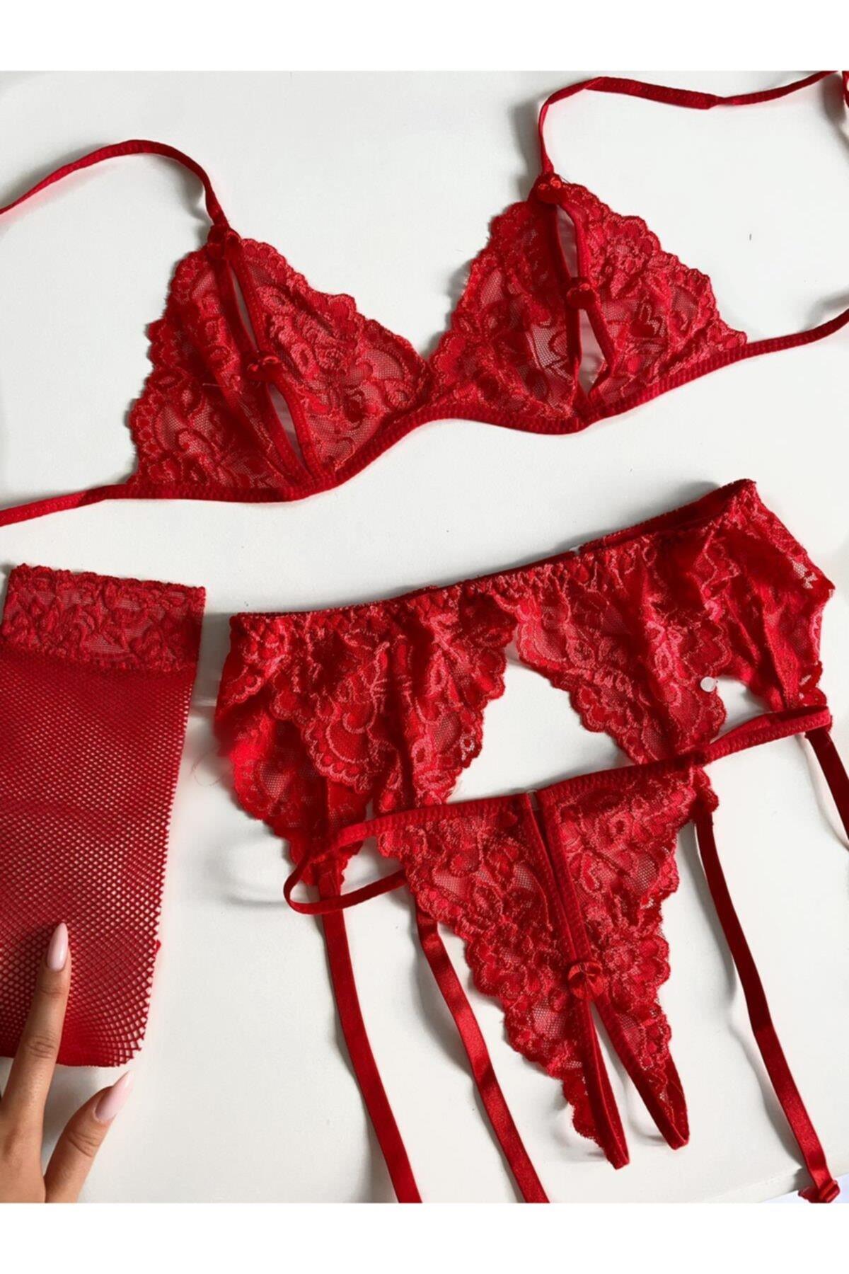 Red Lace Sexy Garter Set