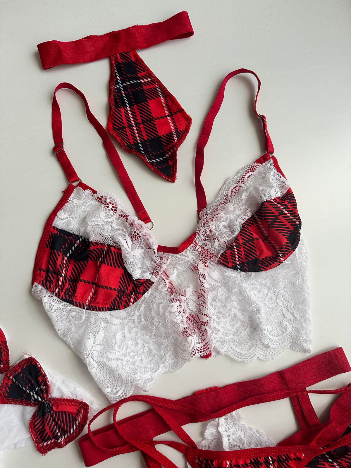 Red Plaid Fancy Set