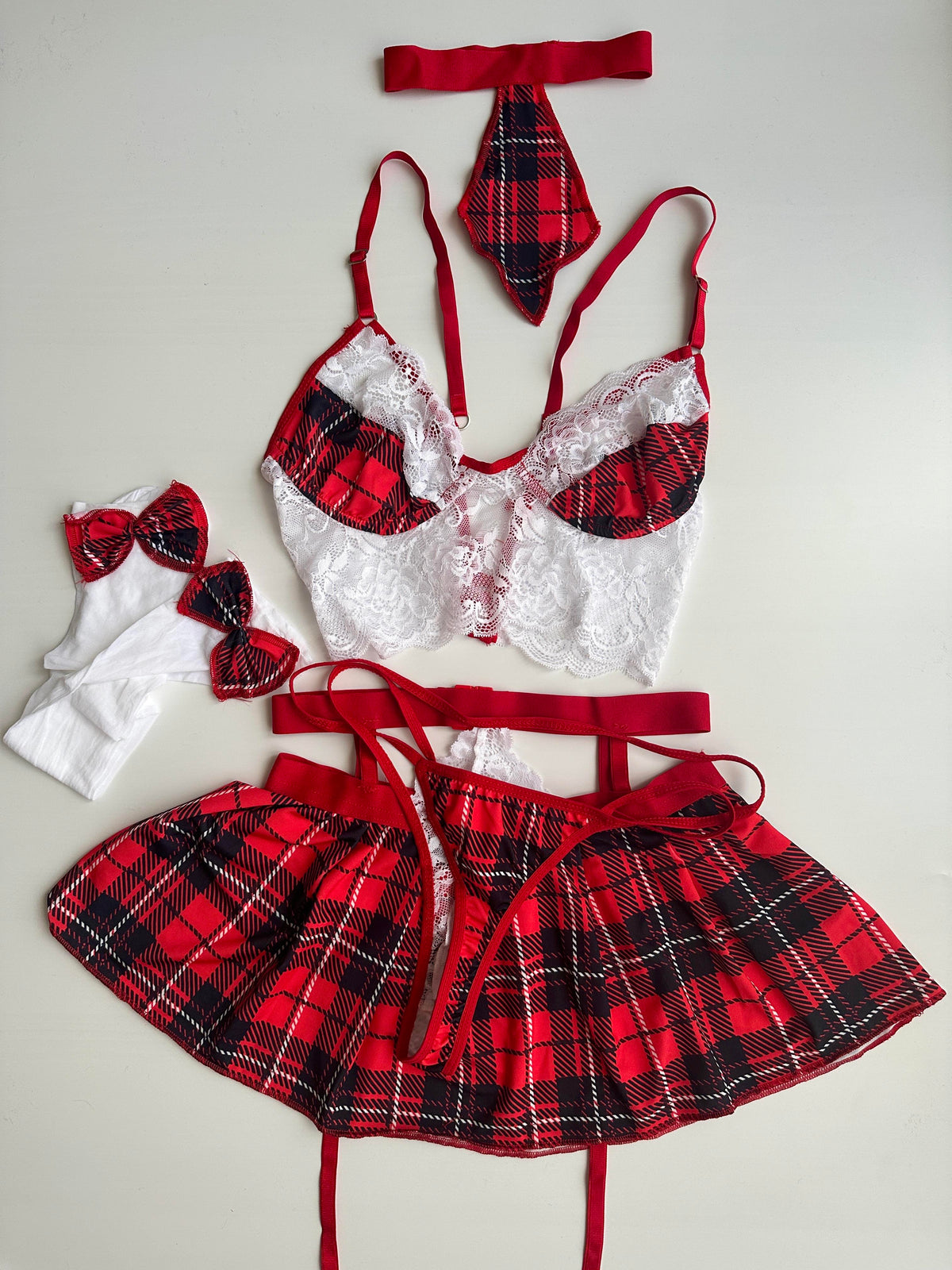 Red Plaid Fancy Set