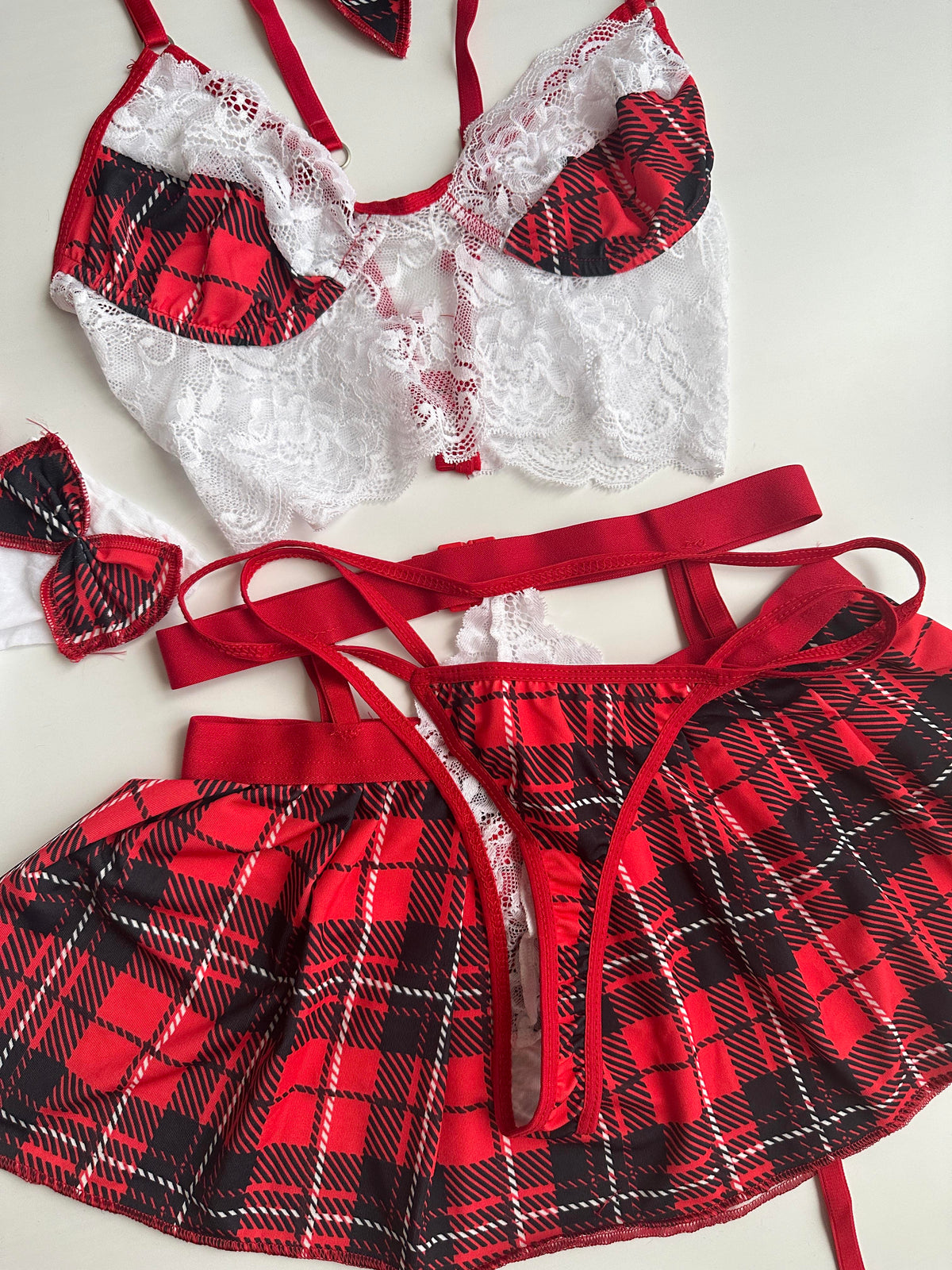 Red Plaid Fancy Set