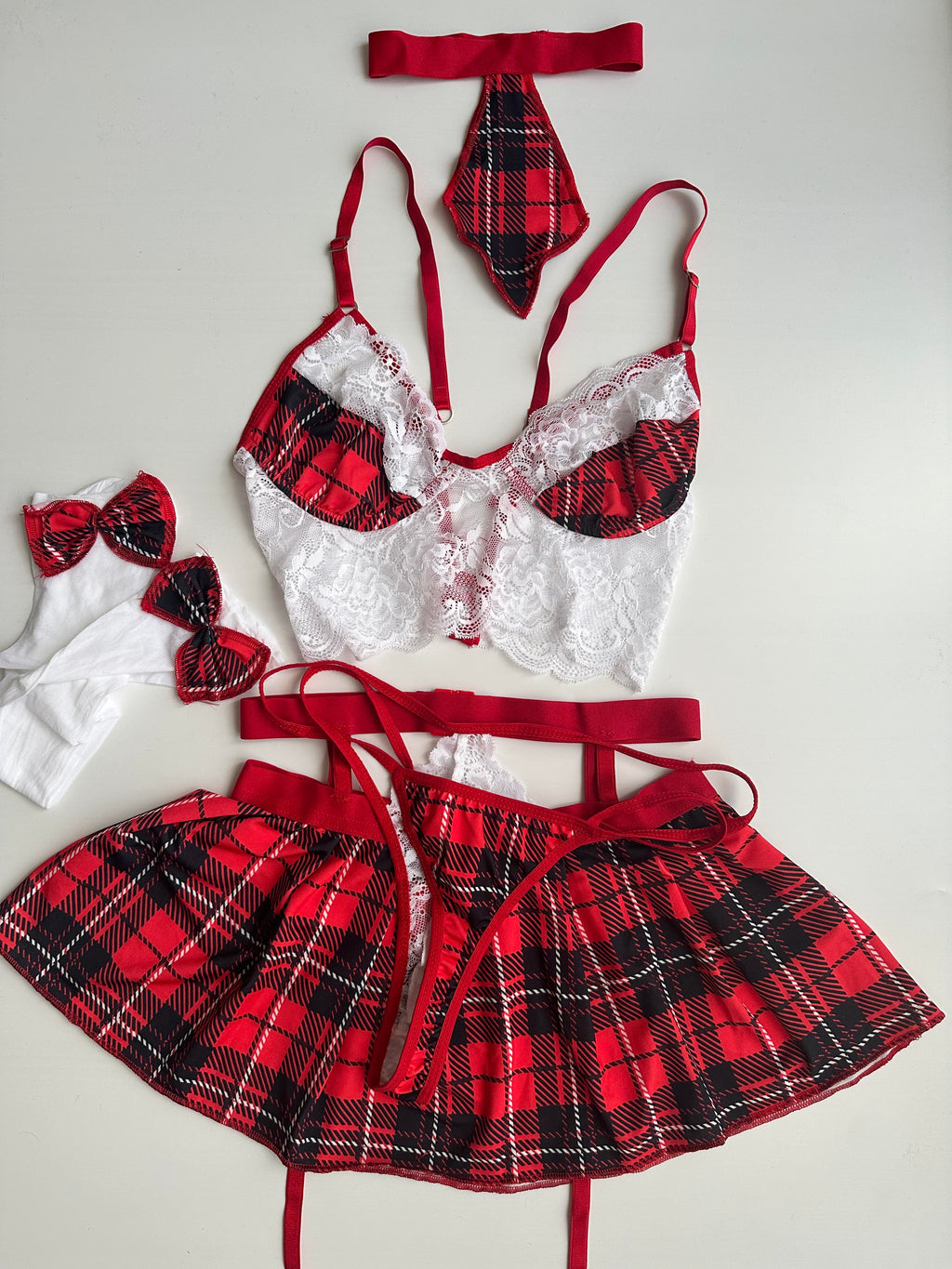 Red Plaid Fancy Set