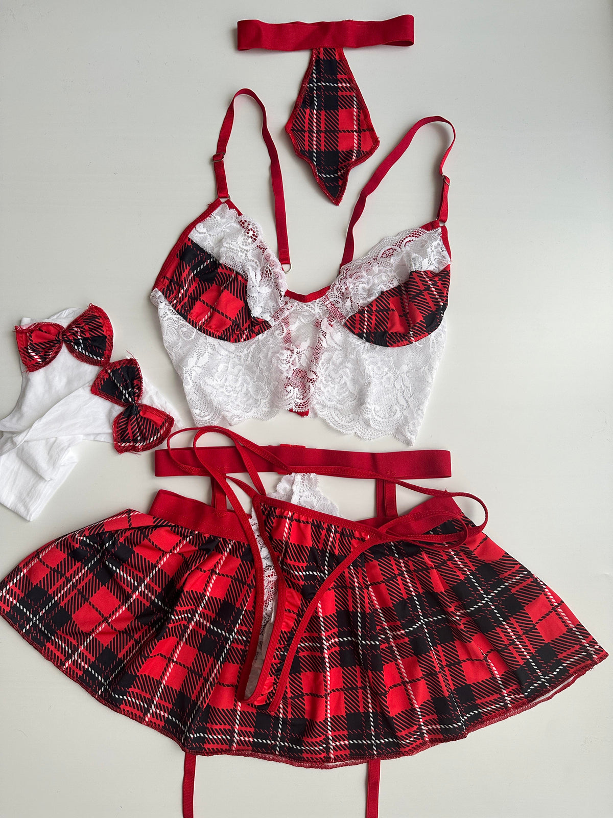 Red Plaid Fancy Set