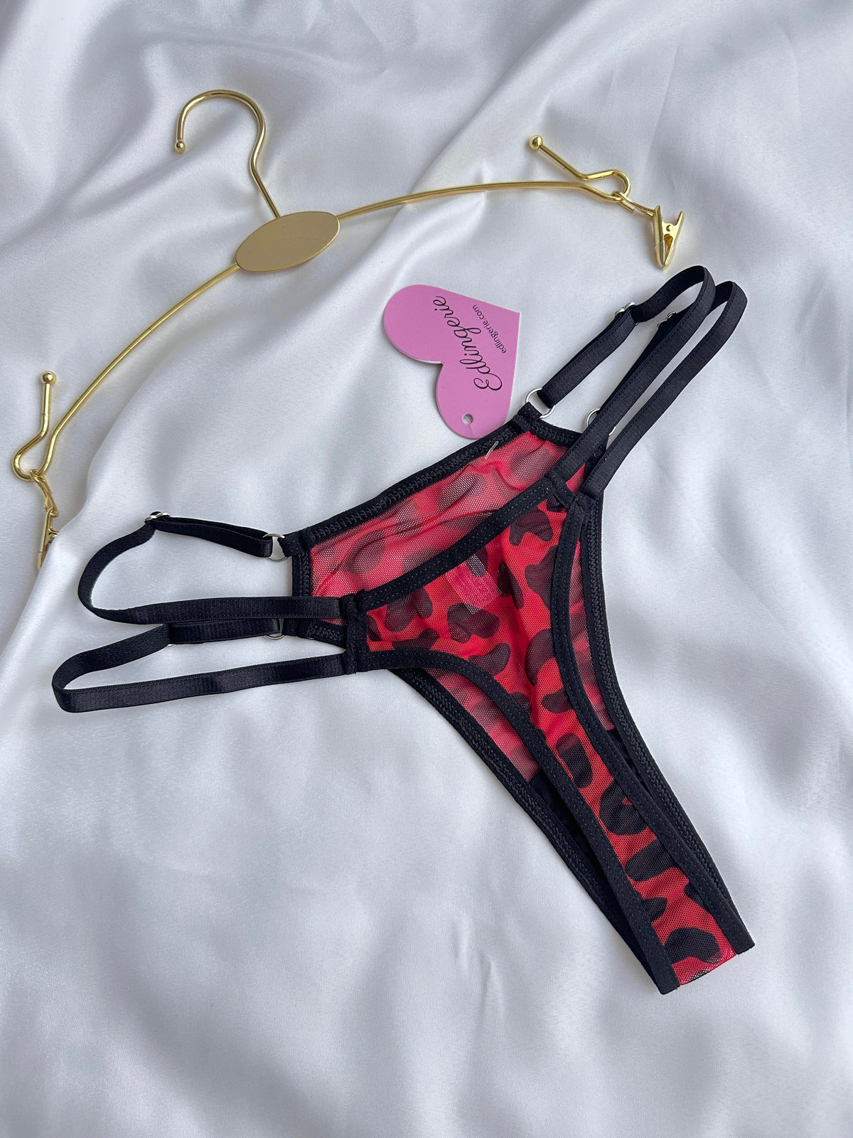 Red Leopard Print Adjustable Strap Panties