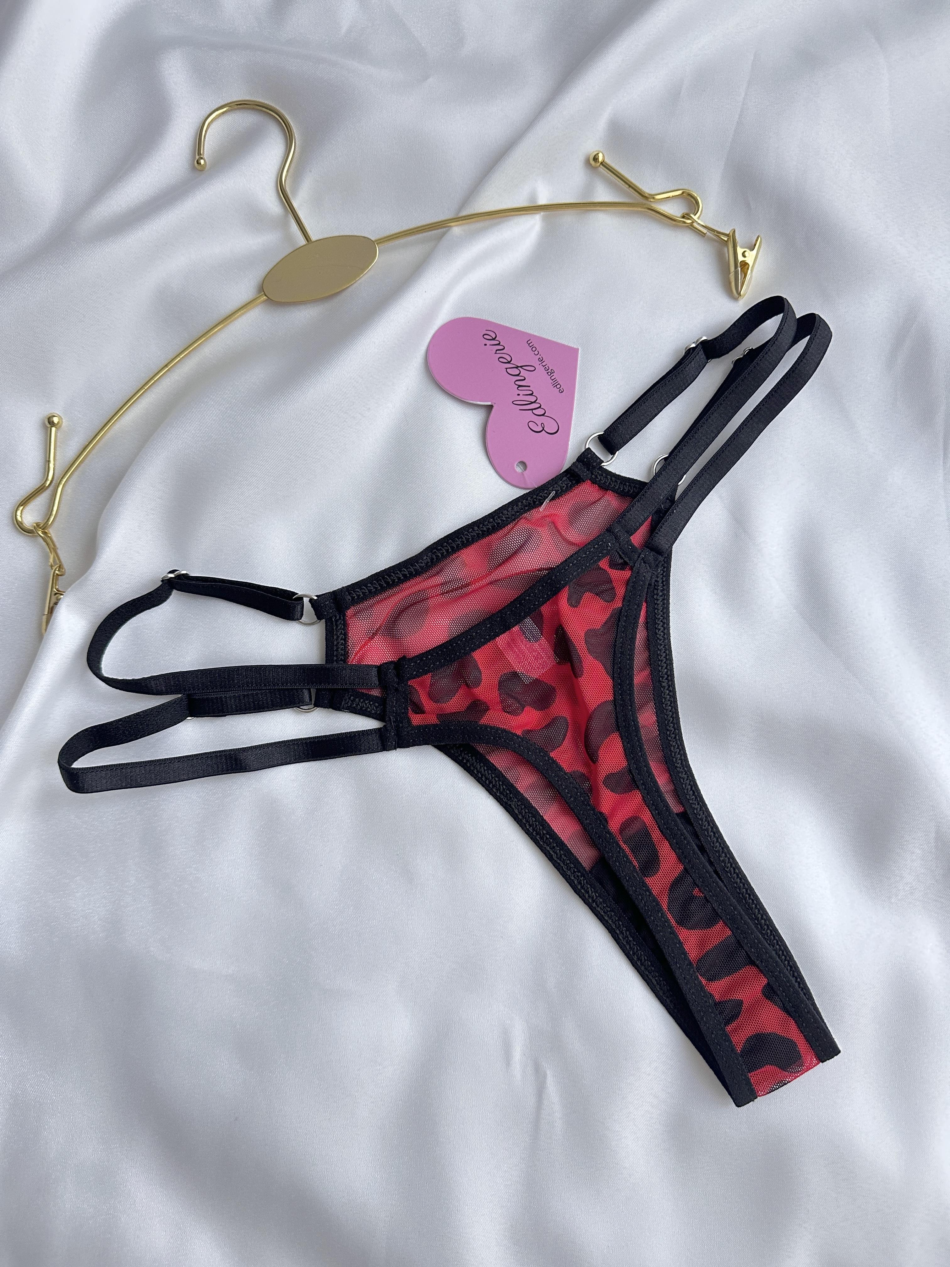 Red Leopard Print Adjustable Strap Panties