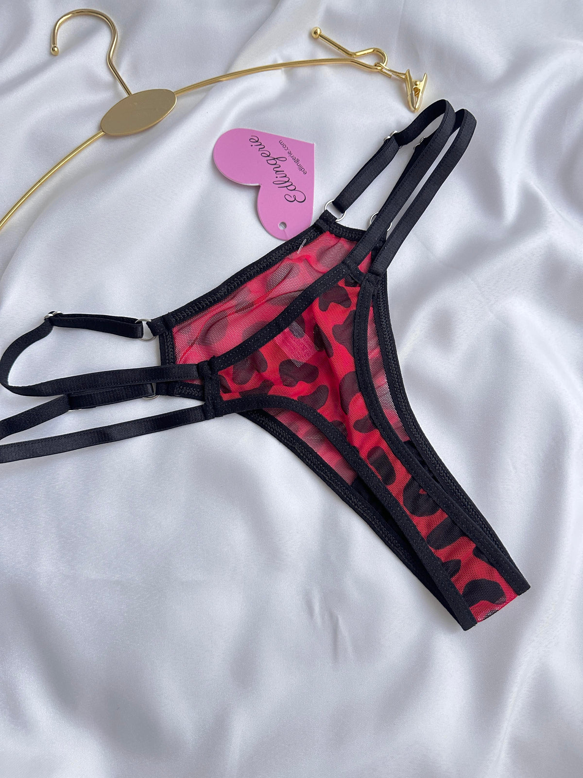 Red Leopard Print Adjustable Strap Panties