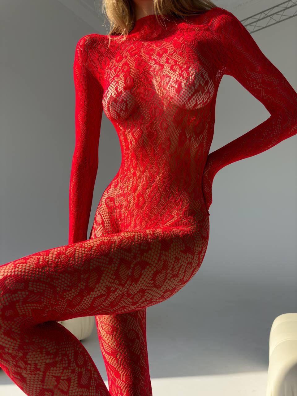 Red Leopard Body Stocking