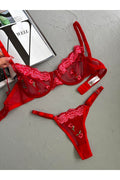 Kırmızı Love Flowers Bralet Takımı