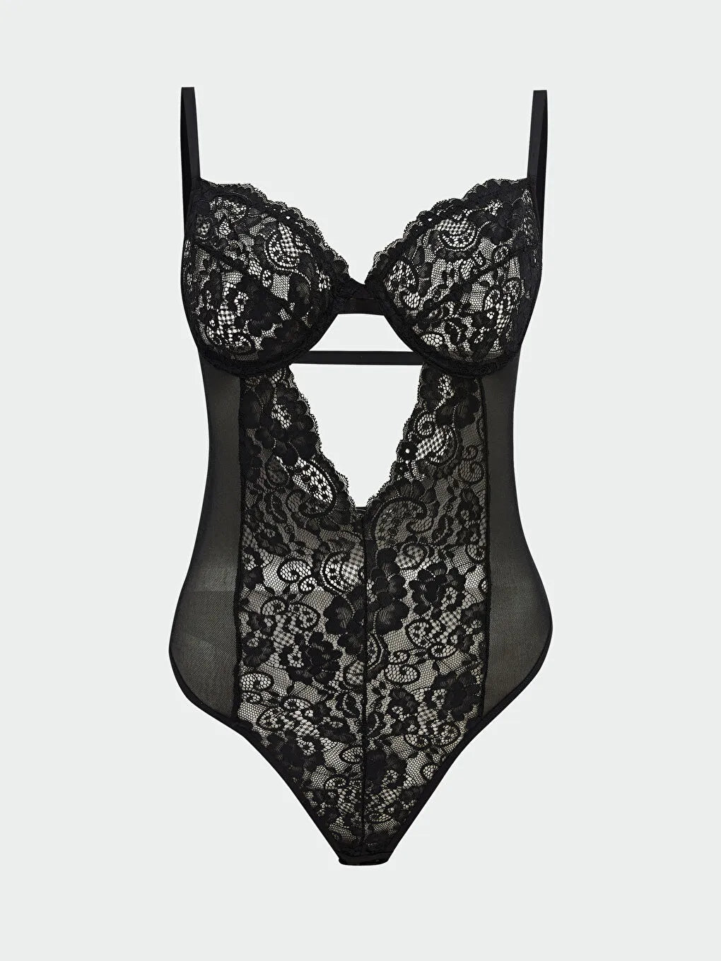 Siyah Dantel Bodysuit