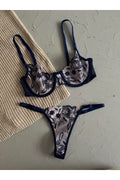 Navy Blue Underwired Bralette Set