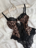 Leopar Desenli Bodysuit