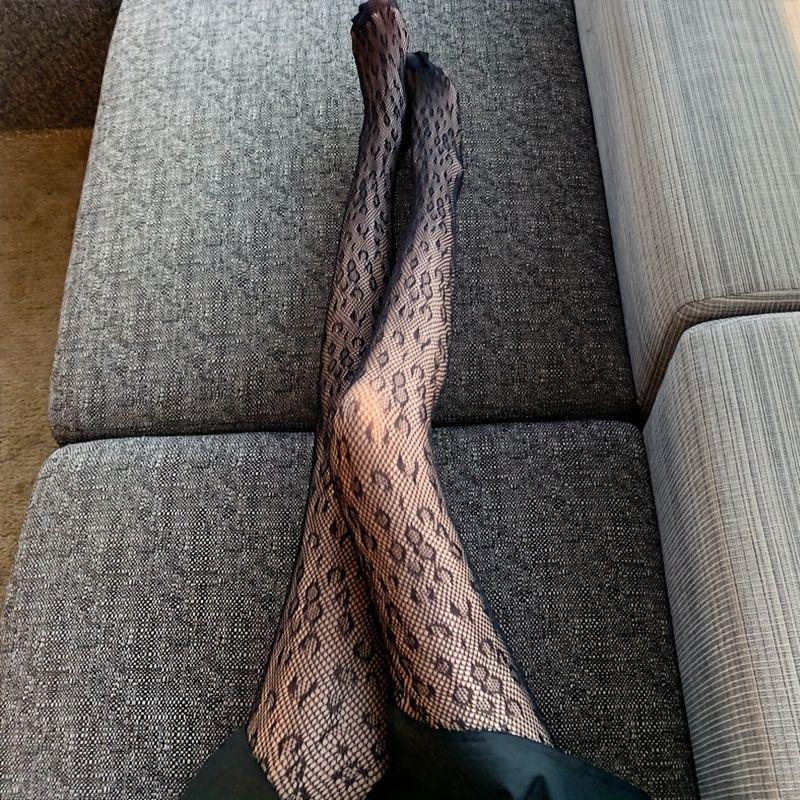 Leopard Print Black Thin Tights