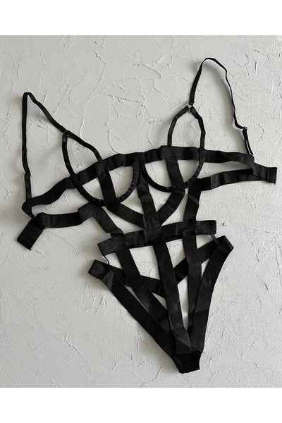 Black Libby Harness Bodysuit