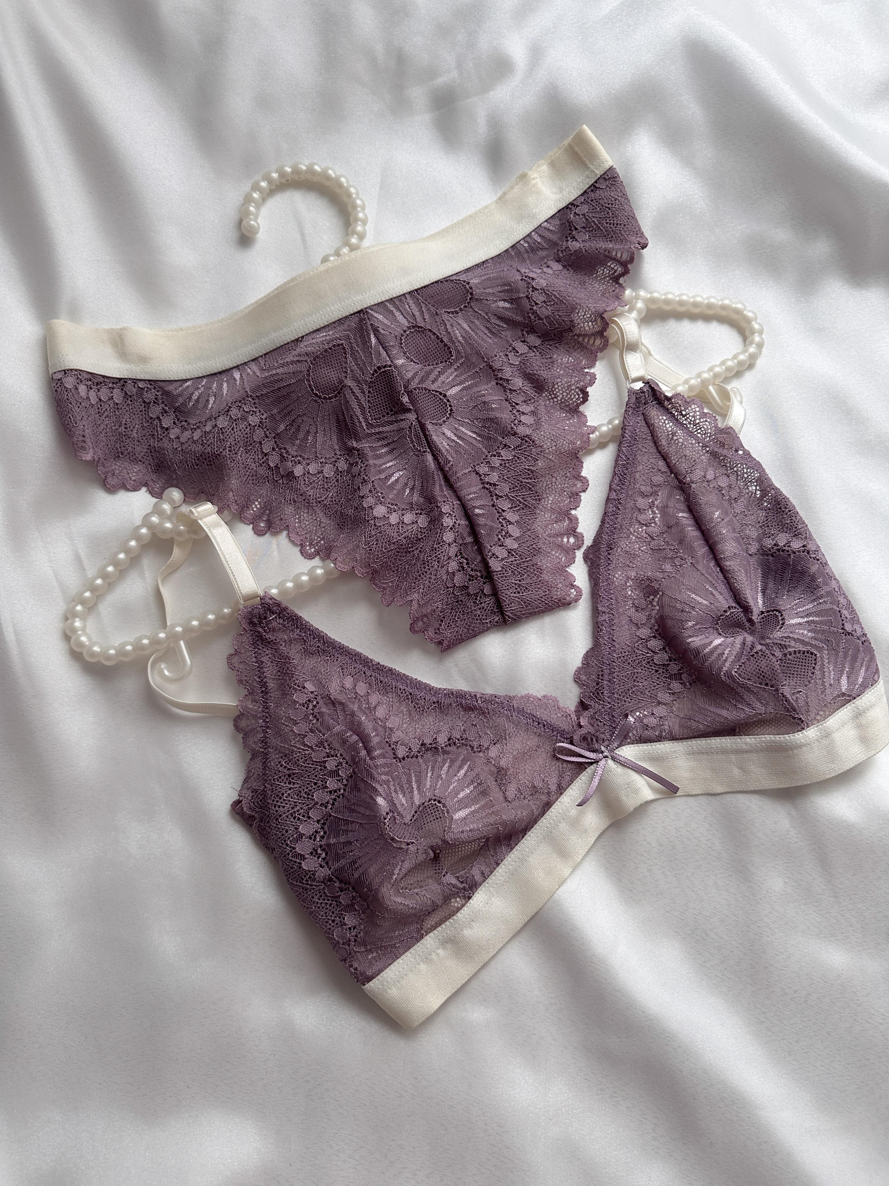 Lila Dantel Bralet Takımı