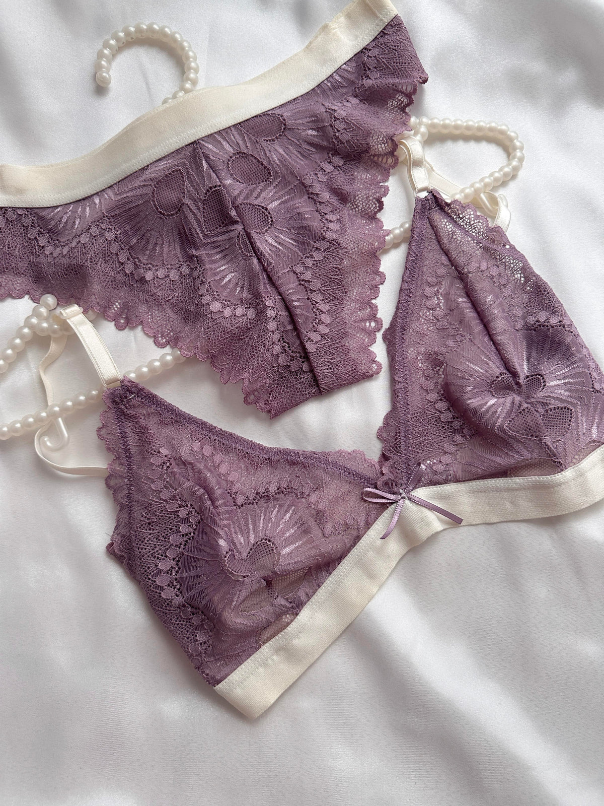Lila Dantel Bralet Takımı